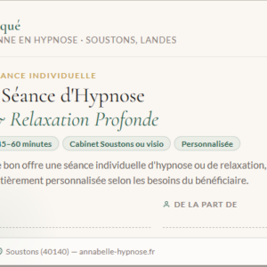 Bon Cadeau · 1 Séance d'Hypno-relaxation