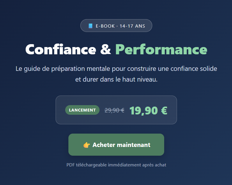 Couverture de l'e-book Confiance & Performance, guide de préparation mentale pour adolescents sportifs de 14 à 17 ans