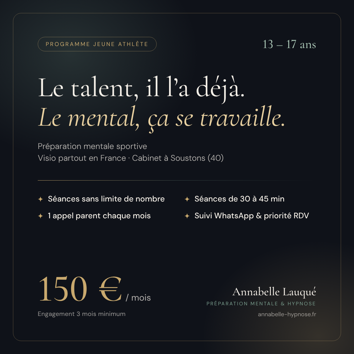 Programme de préparation mentale pour jeune sportif 13–17 ans